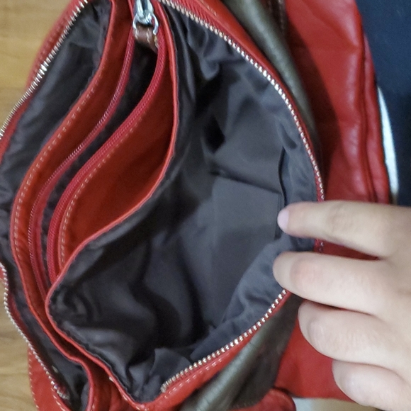 Brand new without tags red & brown crossbody purse - Picture 3 of 9